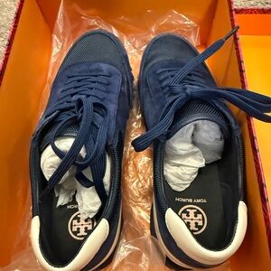 Tory Burch Blue and White Sneakers
